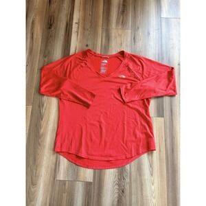 The North Face Women's XL V-neck Long Sleeve T-shirt Coral Orange